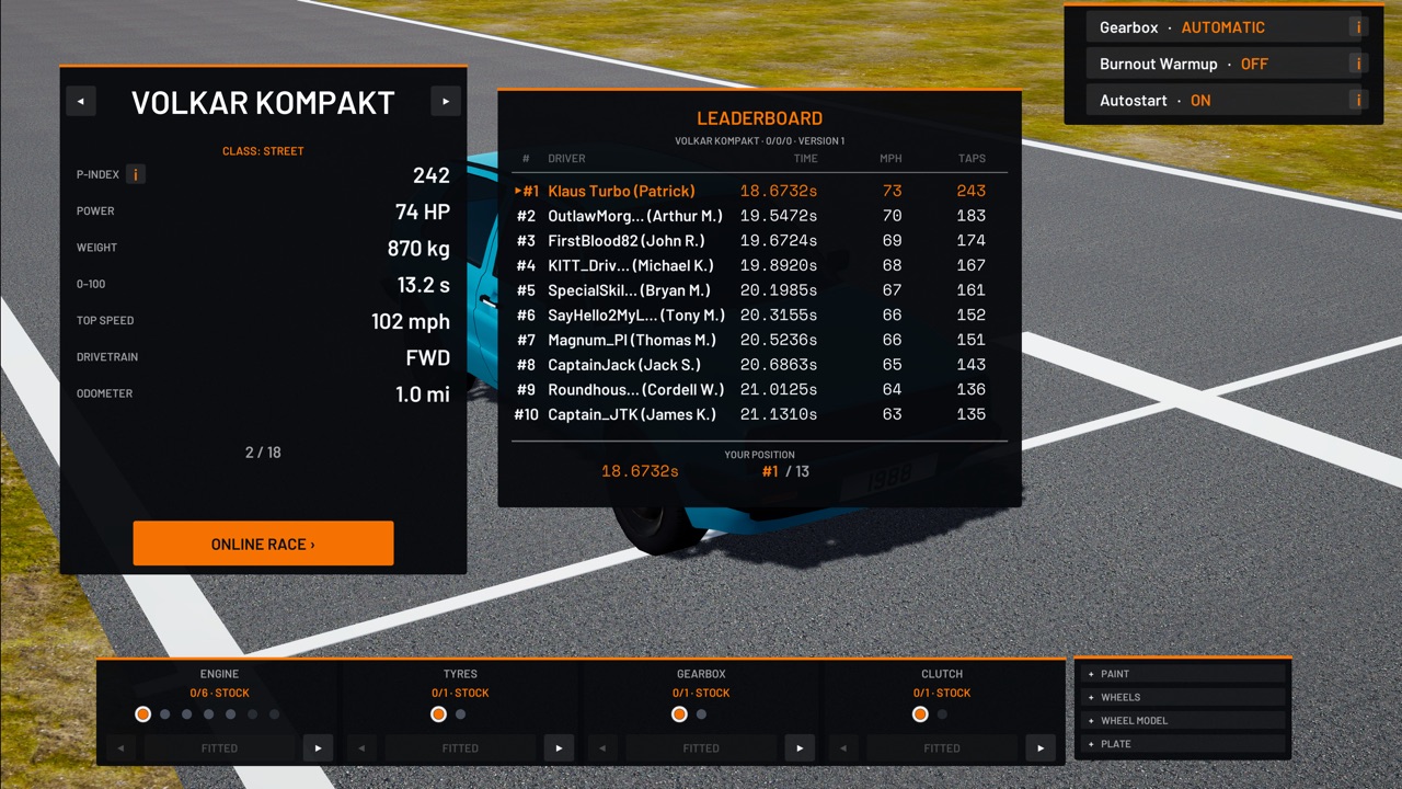 Online leaderboard